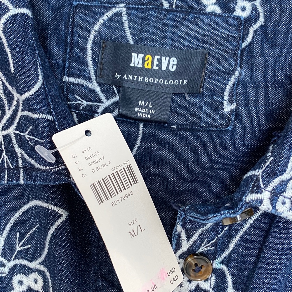 Anthropologie Maeve Oversized Embroidered Shirt - Picture 7 of 15